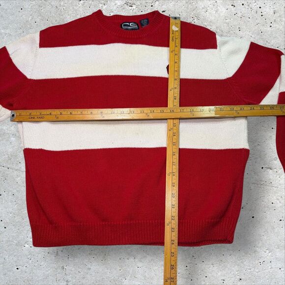 Wisconsin Badgers Stripe Sweater XL Crable Sportswear Red White Knit Vintage - Picture 9 of 10